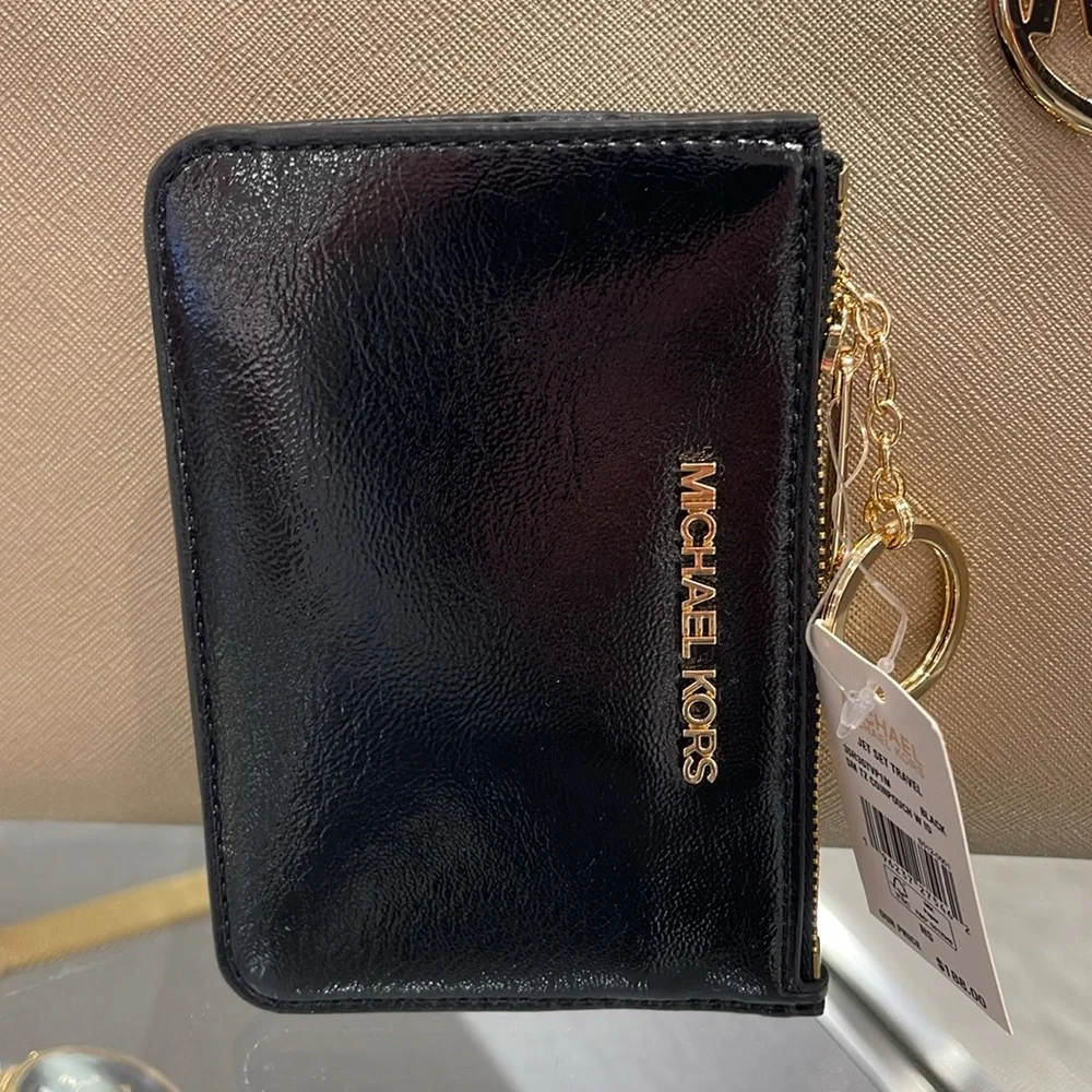 MICHAEL KORS
Jet Set Travel Small Top Zip Coin Pouch With ID
Black 
NWT - Picture 11 of 16